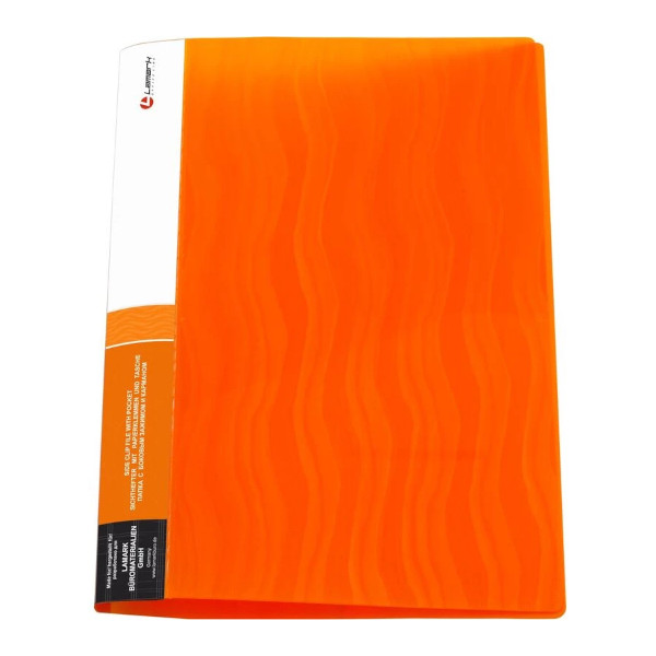 Папка с зажимом А4, 18мм, 600мкм, карман/корешок+внутр., оранжевый "Волна" CF0044-WOR Lamark