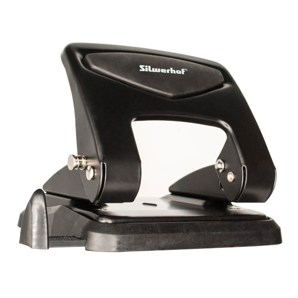 Дырокол 35л Silwerhof "Vis" на 2 отв. с линейкой, металл, черный 1581869