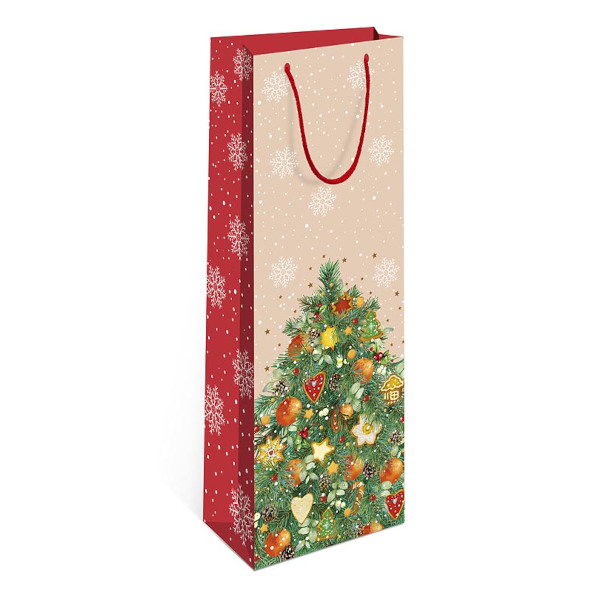 Пакет под бутылку 36*12*8,5см "Елка с пряниками" бумажный 0194.210 Арт Дизайн