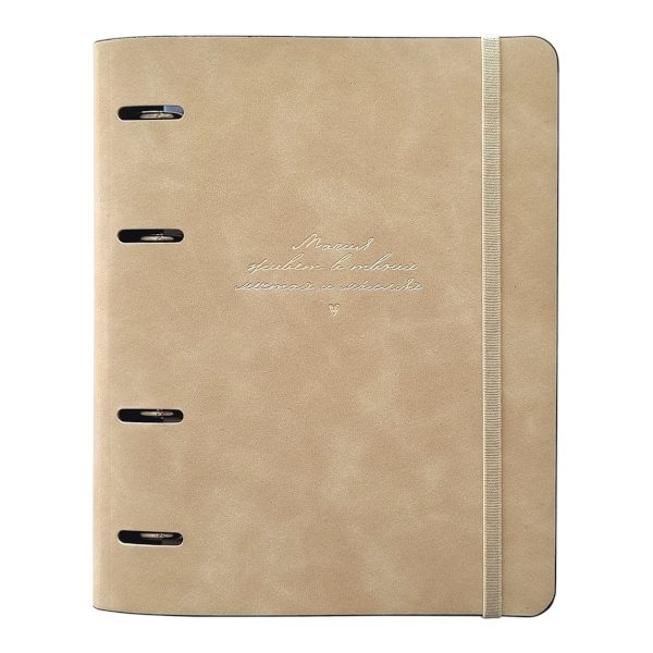 Тетрадь 120л А5+ клетка на кольцах "Magic. Бежевый" иск.кожа N6109 Infolio