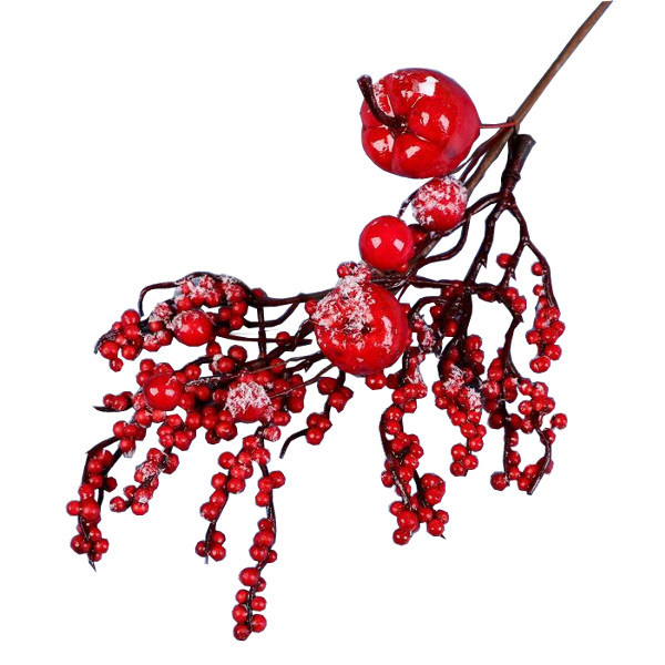 Декор "Зимнее очарование" веточка с яблочками 23см 5046912