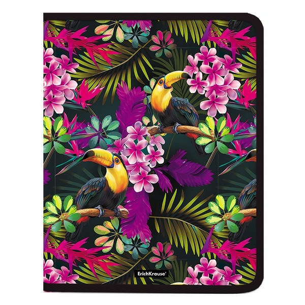 Папка для тетрадей А4+ 1отд., пластик, молния "Tropics" 49362 Erich krause