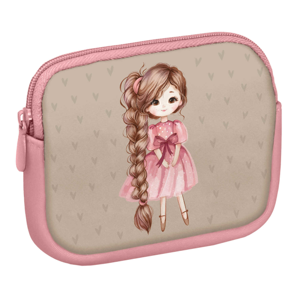 Кошелек детский "Девочка с косой" 12,5*9,5*1,8см, неопрен, молния 72338 Феникс+