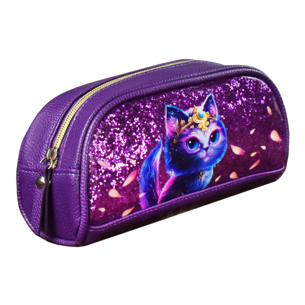 Пенал-косметичка 1 отд., 20*9,5*7,5см "Волшебный кот" без напол., иск.кожа/ПВХ 64177 Феникс+