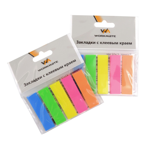 Набор самокл. закладок Workmate 12*45мм, пластик (5 блока по 20л) 14-3443