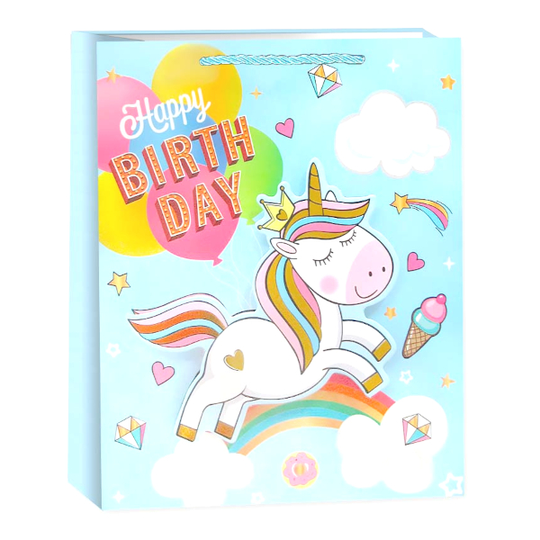 Пакет бумажный 32*26*12см "3D. Happy Birthday. Дизайн 4" 503468 Дон Баллон