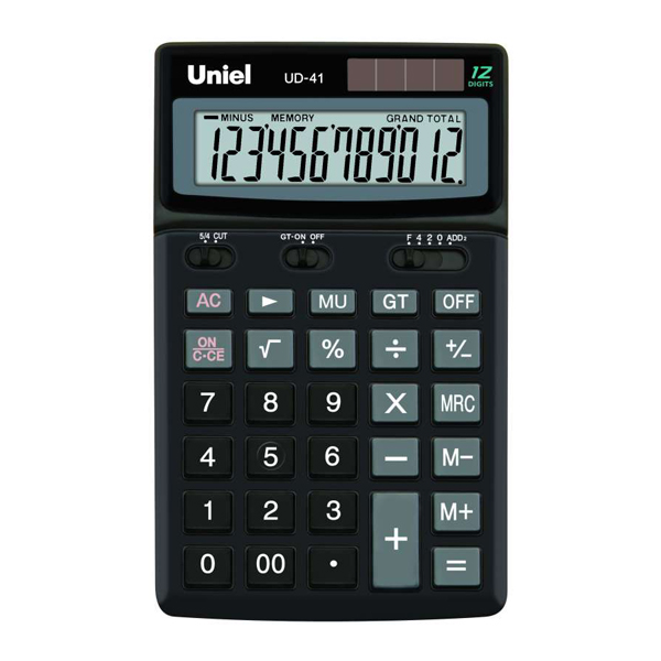 Калькулятор Uniel UD-41K (черный) настольный 12р