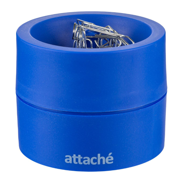 Диспенсер для скрепок Attache магнитный, круглый, синий 809695