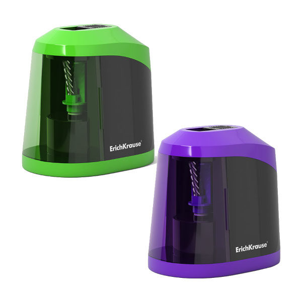 Точилка Erich Krause "Spiral" электрическая, 1 отв., пластиковая, контейнер, ассорти 44502 