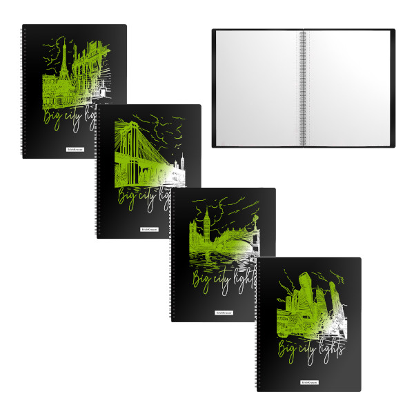 Папка 20 файлов А4, спираль, 10мм, 550мкм, ассорти "Night Lights" 54792 Erich Krause