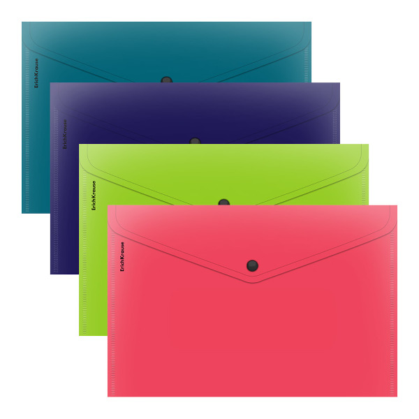 Папка-конверт на кнопке А4, 1отд., 180мкм, ассорти "Soft Reef" 62956 Erich Krause.