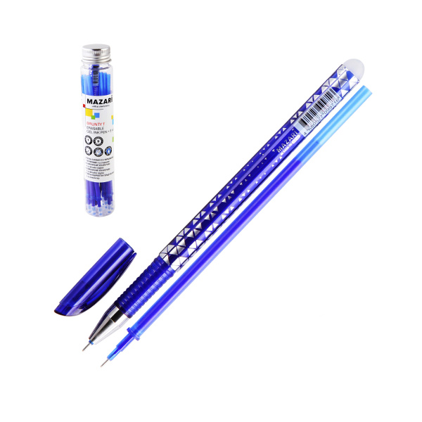 Ручка гелевая  MAZARI ТМ "BRUNTY T" M-5428Т-70 синяя, стираемый чернила, 0,5мм +9 стержней