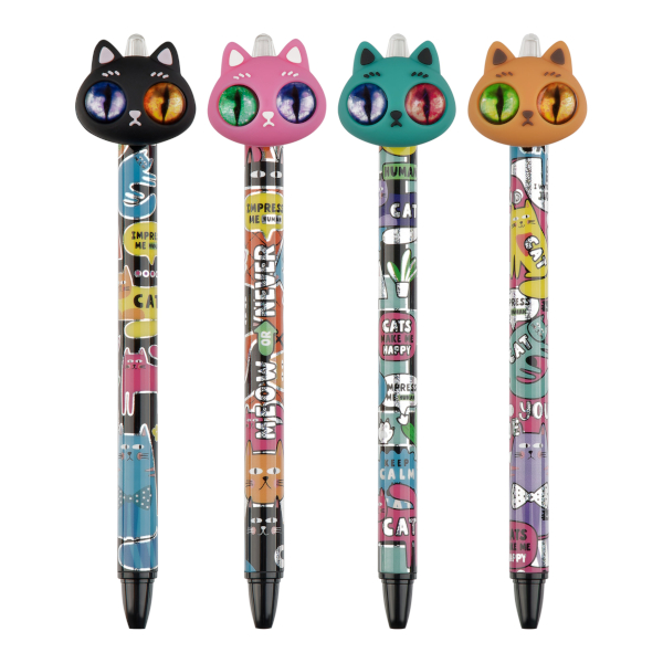 Ручка шар. автомат. масл. осн. 0,7мм, синий, ассорти корп. "Hypno Cats" MS_65688 MESHU