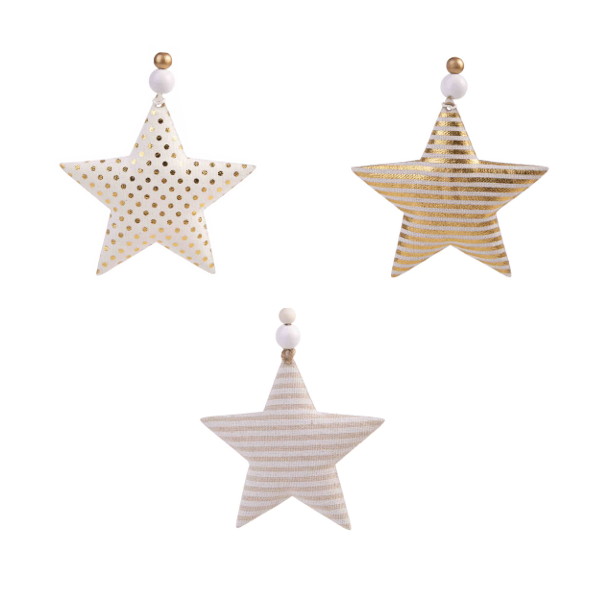 Подвесное украшение из хлопчатобумажной ткани "Звезда" 10,5*10,5см, ассорти 81480/81482/81478/80194