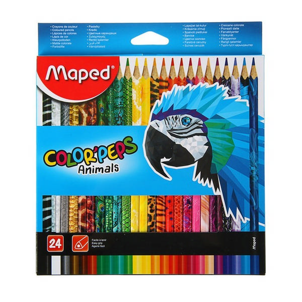 Карандаши Maped "Color Peps Animals" 24цв, 3-гран., дерево, в карт.уп/европод 832224