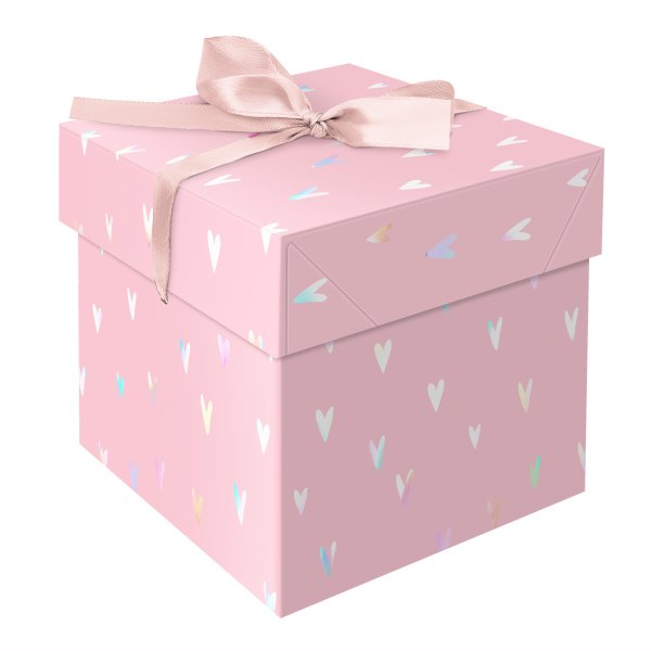 Коробка подарочная складная "Hearts" 15*15*15см, розововый MS_54184 MESHU.