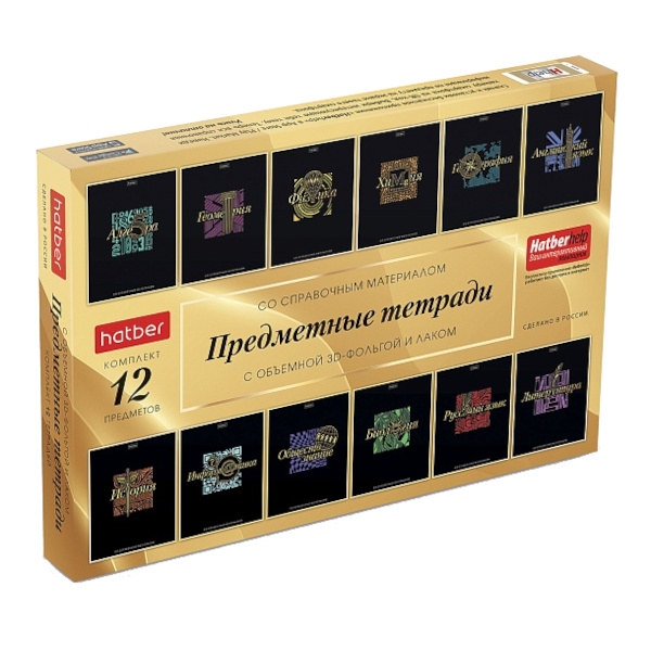 Комплект предметных тетрадей 48л А5 12шт "Салют предметов" картон 48Т5лофлВd Hatber