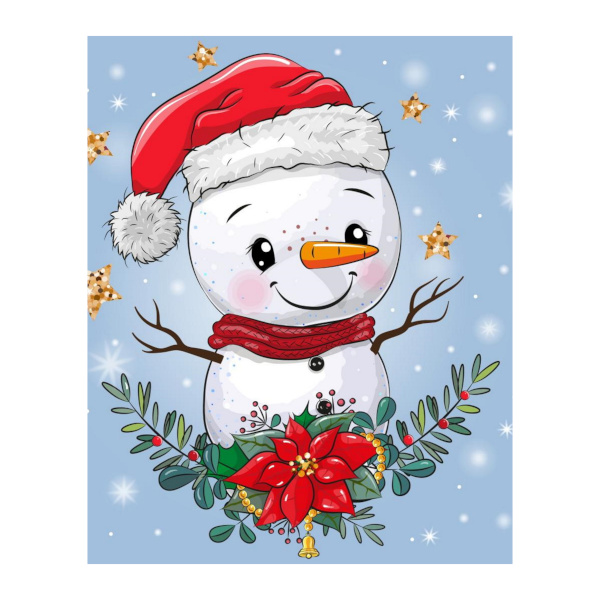 Картина по номерам Рыжий кот 17*22см "Милый снеговичок" Х-6234