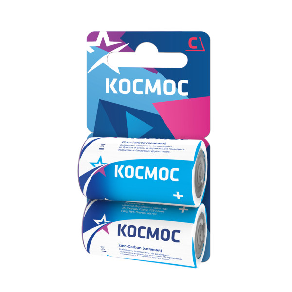 Батарейка Космос С R14 2BL солевая KOCR142BL (1уп*2шт)