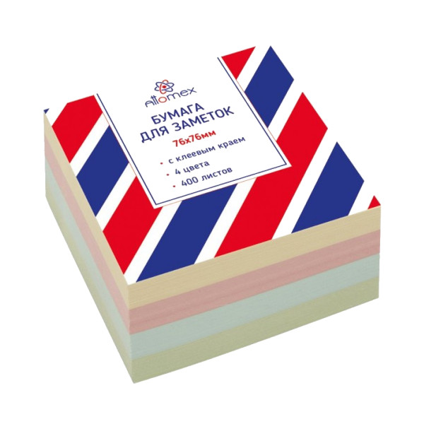 Липкий блок Attomex 76*76мм, 400л., пастель 4цв. 2010204