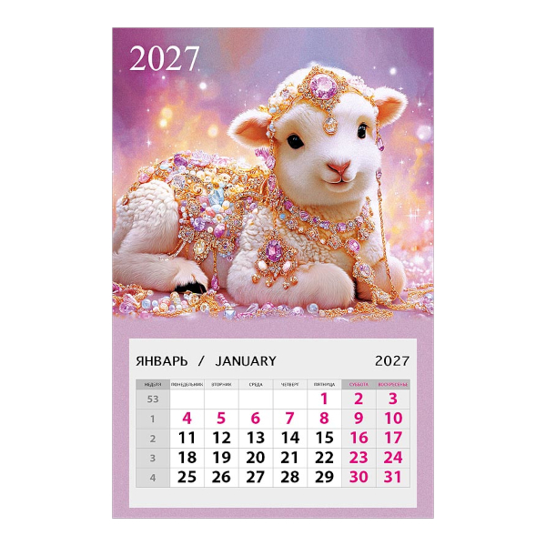 Календарь магнитный 2027г 95*145мм "Овечка драгоценная" 0611.193 Арт Дизайн