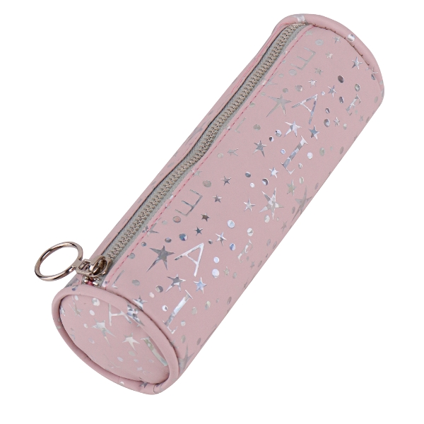 Пенал-тубус 1 отд., 20,5*4,5*4,5см "Звезды и буквы" без напол., ПВХ, пудровый ПН-6825 Проф-Пресс