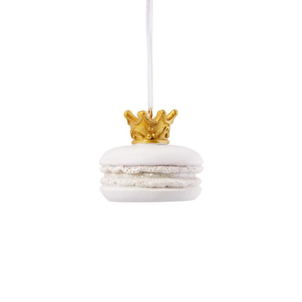 Подвесное украшение из полирезины "Белое пирожное с короной" 5*5см 77862