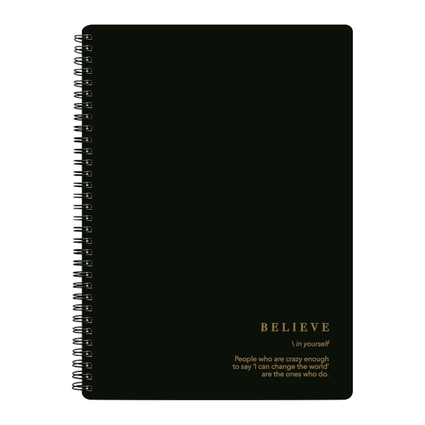 Тетрадь 96л А4- клетка/гребень "Believe" картон, черный N5508 Be Smart