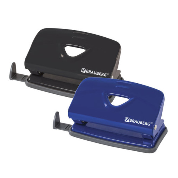 Дырокол 10л Brauberg "Universal+" 2 отв., металл, ассорти 222524
