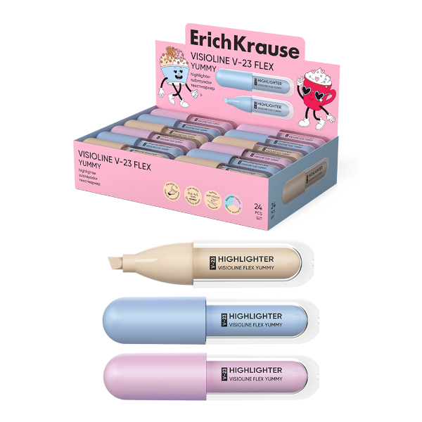 Текстовыделитель Erich Krause V-23 Flex Yummy /ассорти/скош./0,6-4,5мм 63554