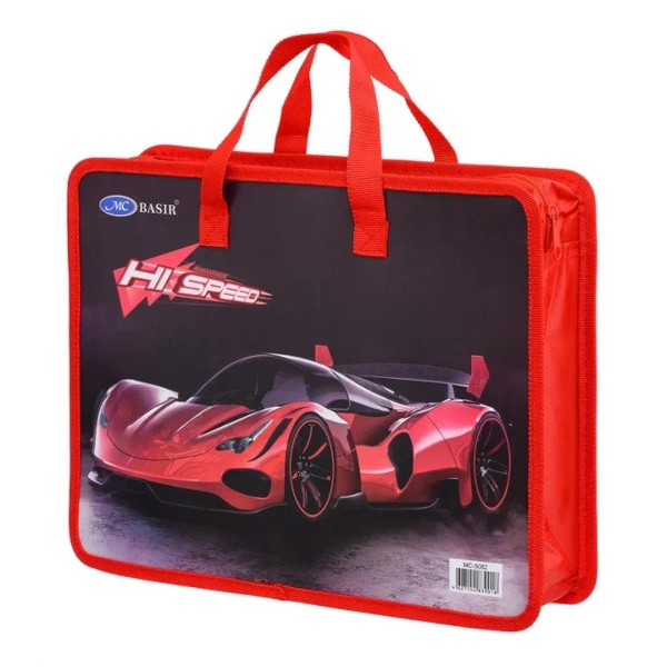 Папка с ручками А4 1отд., пластик, молния "Машина" МС-5082-1 Basir