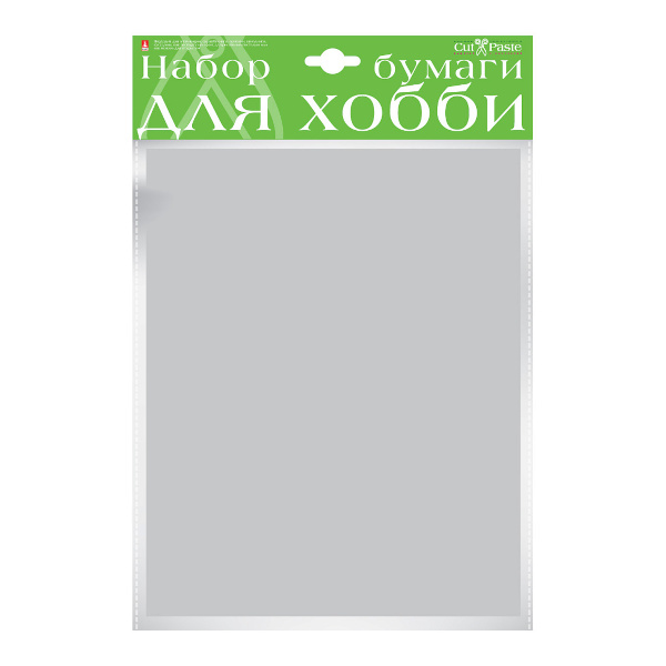 Бумага цветная крашенная в массе А4, 10л, 110г/м2, серый 2-065/09 HOBBY TIME