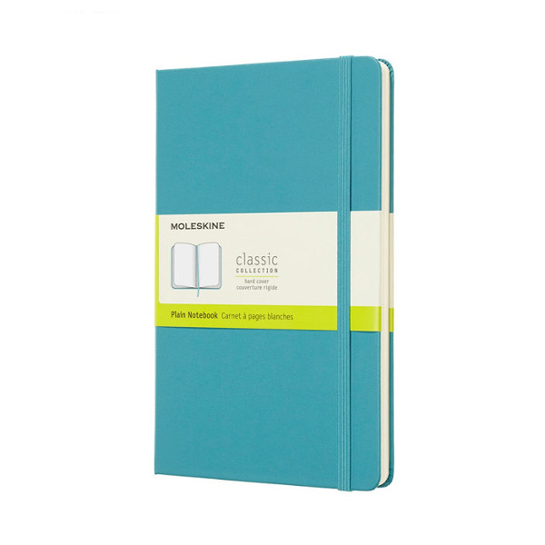 Записная книга А5 120л "Classic Large" без линовки, сшивка, тв.обл., иск.кожа, голуб QP062B3 Moleskine