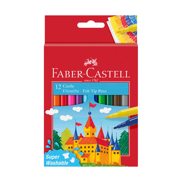 Фломастеры Faber-Castell "Замок" 12цв, смываемые, карт.уп., с европ. 554201