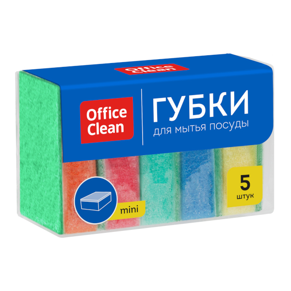 Губка для посуды 80*53*26мм поролон, абразив (5шт) "Mini" 281460 OfficeClean
