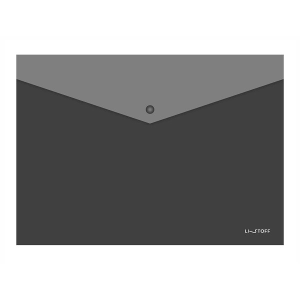 Папка-конверт на кнопке А4, 1отд., 180мкм, серый/черн. "Colour Duet. №5" ПКПФ40259 Listoff