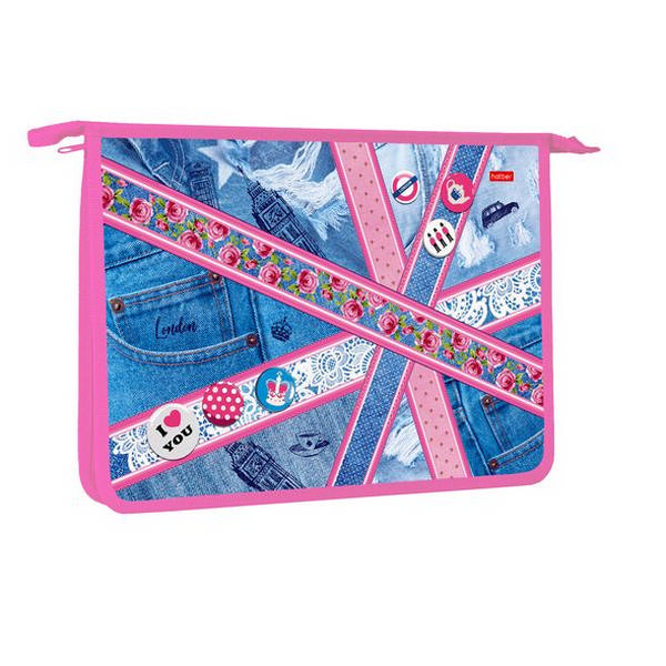 Папка для труда А4 1 отд., пластик, молния "Hello, England!" AMt_65065 Hatber