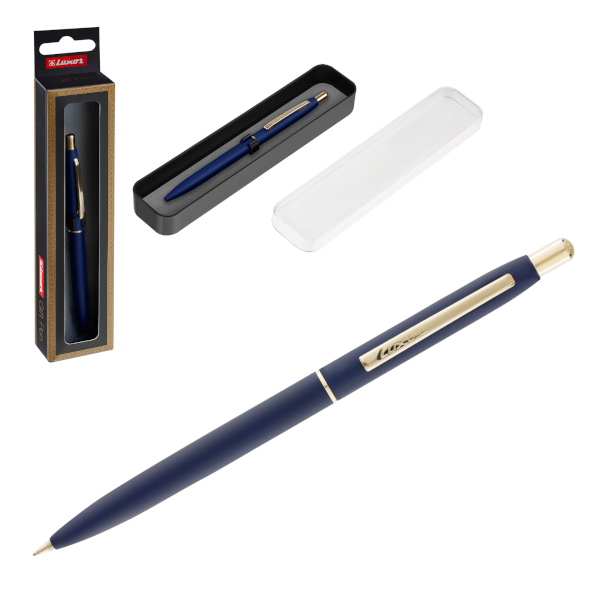 Ручка подарочная шар. "Sterling" синий, корпус металл, синий/золот, кнопоч.мех., 1мм 1117/box Luxor