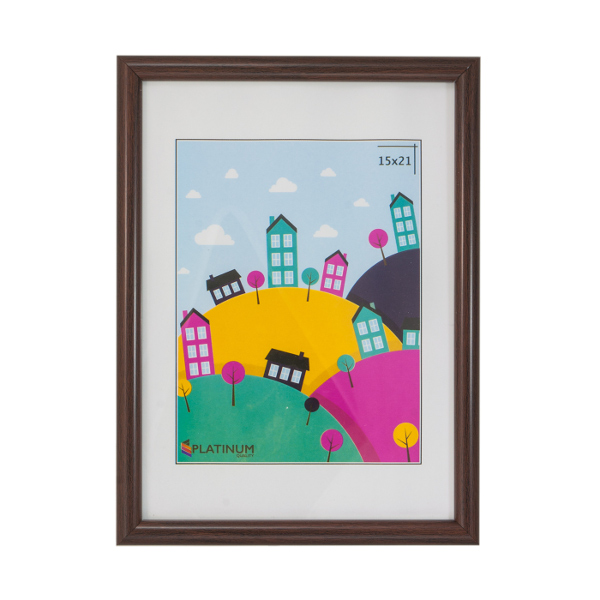 Фоторамка 15*21 пластик, багет 13мм, венге, вставка стекло "Палитра" Platinum