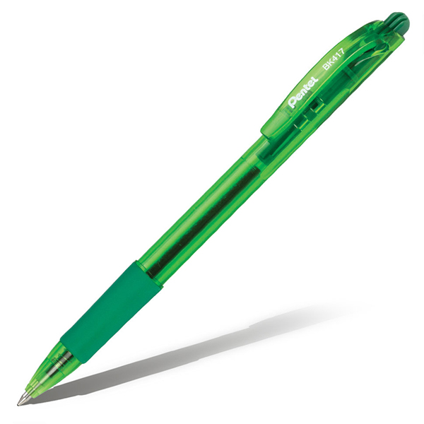 Ручка шар. автомат. масл. осн. 0,7мм, зеленый, тонир. корп. "Fine Line" BK417-D Pentel