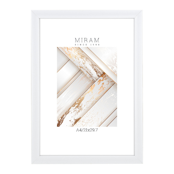 Фоторамка 21*29,7 пластик, багет 18мм, белый, вставка пластик 641861-А4 МИРАМ