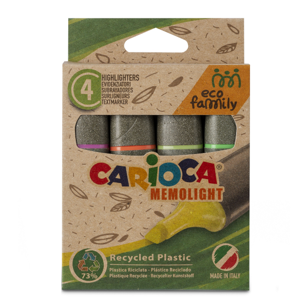 Набор текстовыделителей 4цв Carioca "Memolight" жел.зел.роз.оранж./2мм 43098