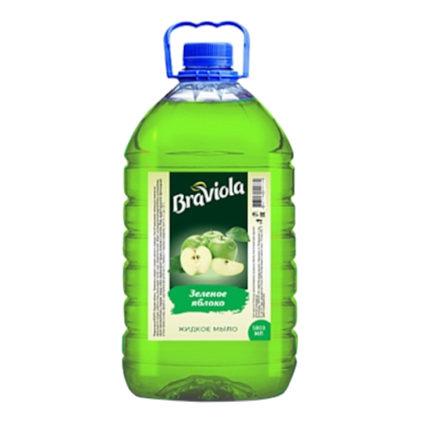 Мыло жидкое 5л Braviola "Зеленое яблоко" бутылка 122684