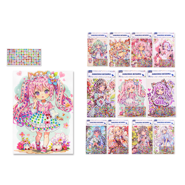 Алмазная мозаика MAZARI ТМ 20*31,5см "Девочки" частич. выкладка, картон, ассорти M-8575