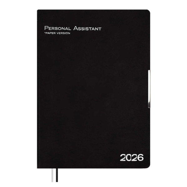 Ежедневник А4 2026 Escalada "Шеврет глосс" тв. обл., иск.кожа, сшивка, черный 70205