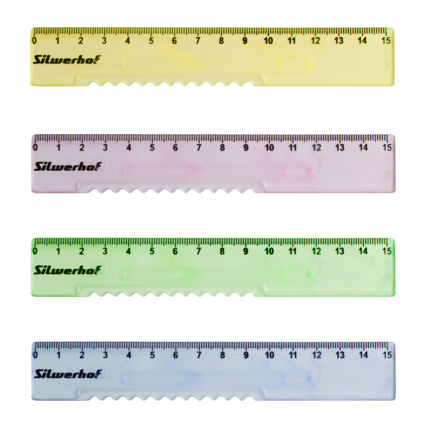 Линейка 15см, пластик, тонир. ассорти