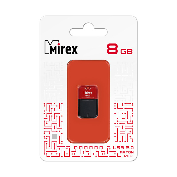 Память Flash Drive 8Gb USB 2.0 MIREX  ARTON RED, 13600-FMUART08