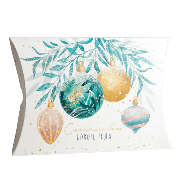 Коробка складная 26*19*4см "С Новым годом! Акварельные шары" 7059957 Дарите Счастье