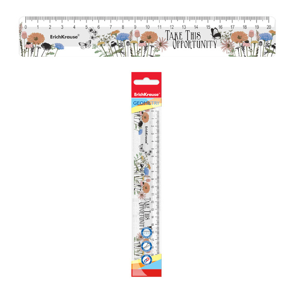 Линейка 20см, пластик, рисунок "Wild Flowers" 58101 Erich Krause