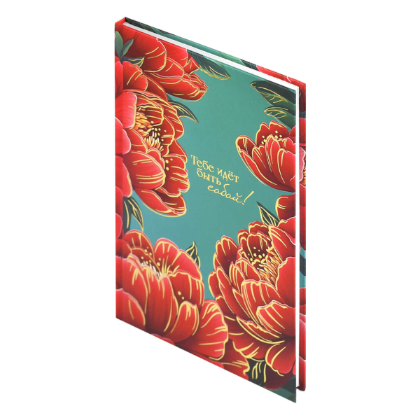 Ежедневник А5 не дат 128стр., Феникс+ "Красные пионы" тв.обл., 7БЦ, рисунок 71553